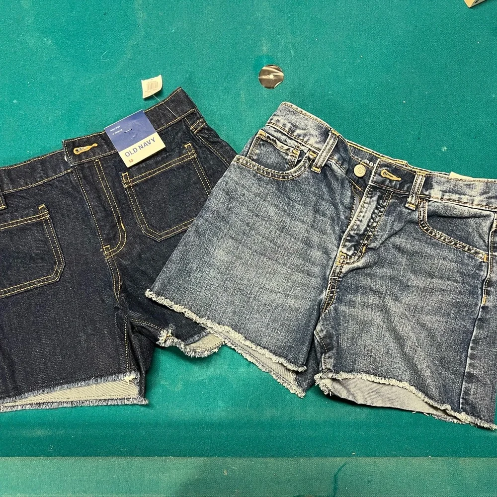 Old Navy Girls Denim Shorts - Dark Blue and Light Blue one pair NWT size 12